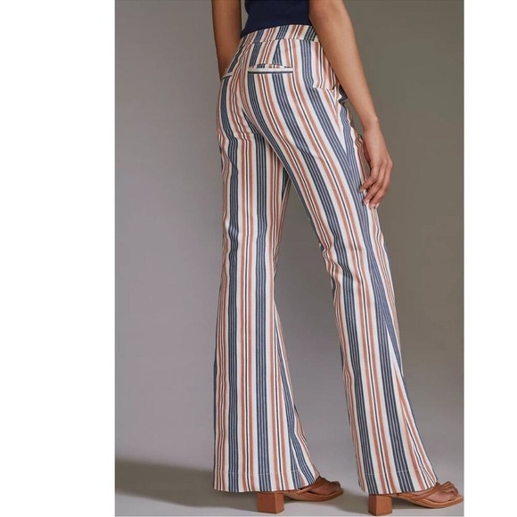 NWOT Anthropologie Striped Flare Multicolor Pants - Picture 2 of 16